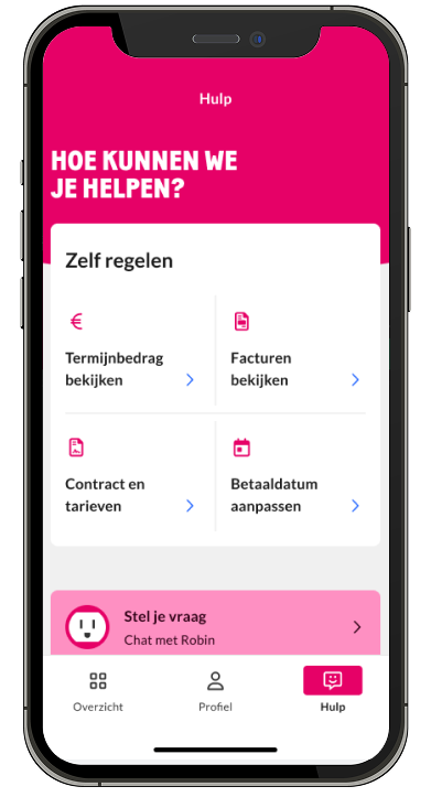Een telefoon met de pagina van Mijn Essent