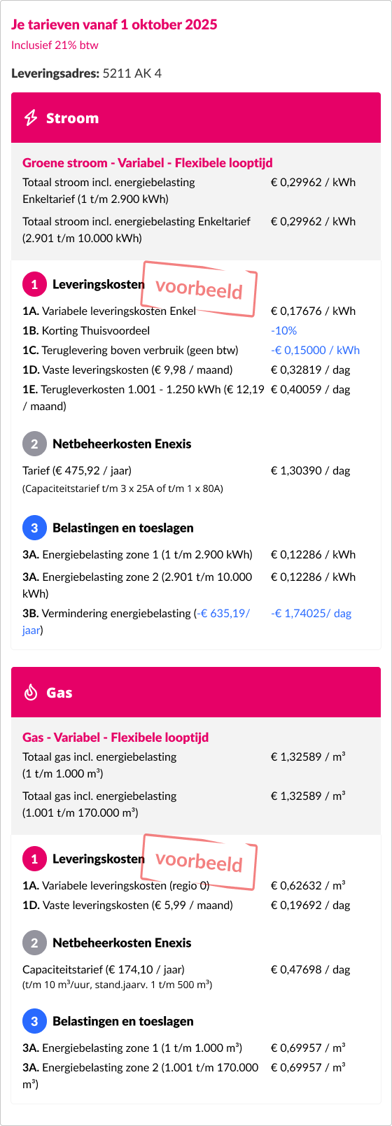 Voorbeeld energiecontract bij essent