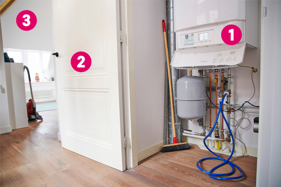 Zolder met CV-ketel.