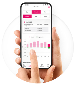 Telefoon met de Essent app op het scherm.