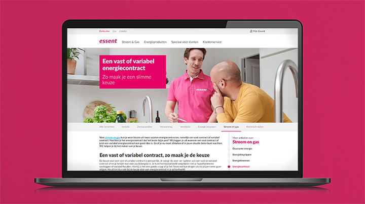 Laptop met site van Essent