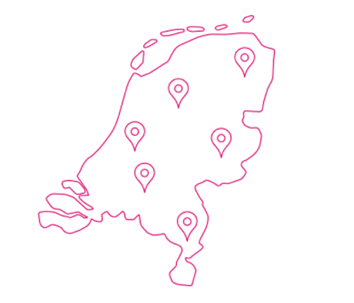 Kaart van Nederland met de locaties van de servicepartners