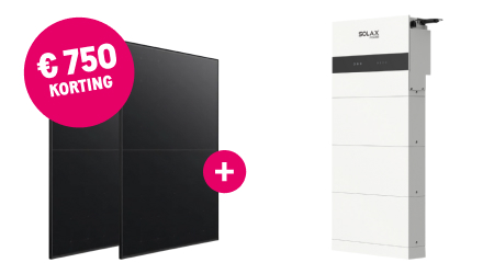 zonnepanelen en thuisbatterij met €750 korting sticker